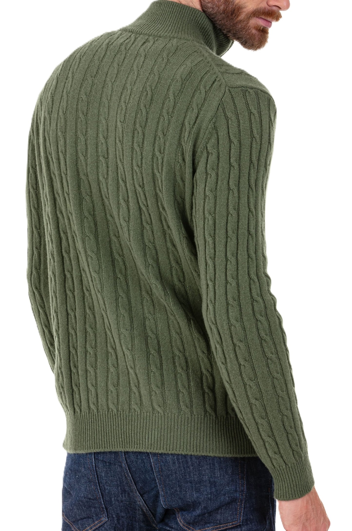 Balldiri 100% Kaschmir Herren Troyer Zopfmuster 4-fädig