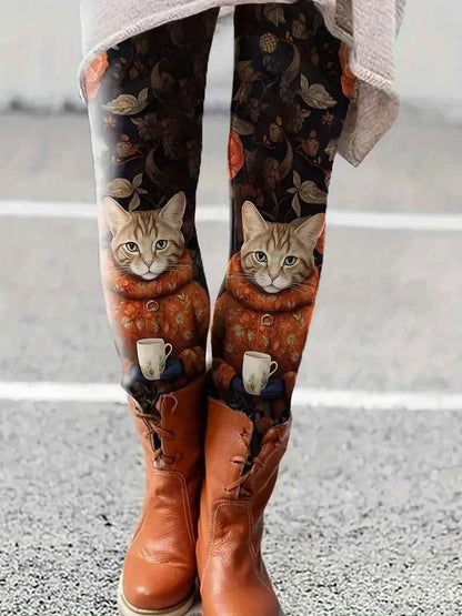 Balldiri Damen Leggins Skinny Fit Hosen Motiv