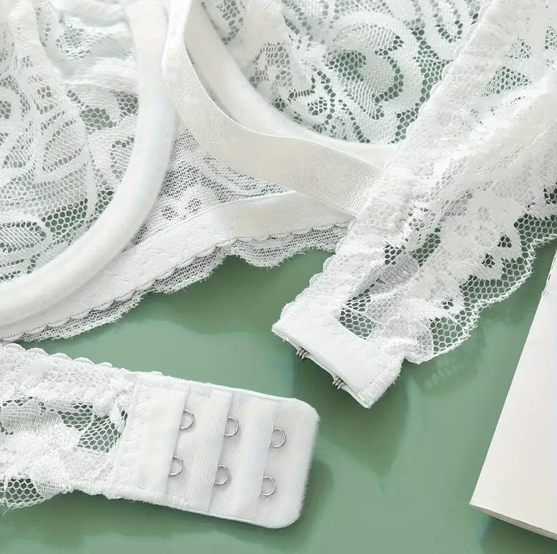 Balldiri Spitzen-BH mit Bügel, Baumwolle, ohne Polsterung, einfarbig weiß - Balldiri & Windhound