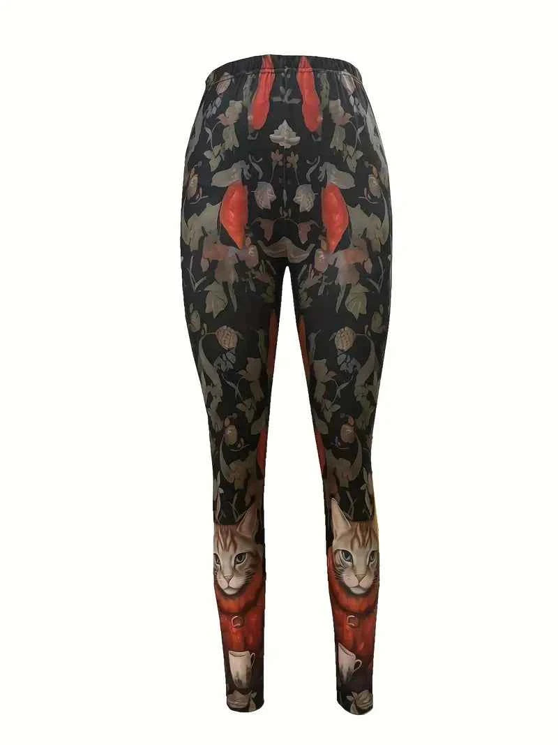 Balldiri Damen Leggins Skinny Fit Hosen Motiv