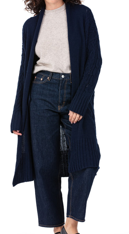 Balldiri 100% Kaschmir Damen Mantel Schalkragen Zopf 8-fädig - Balldiri & Windhound