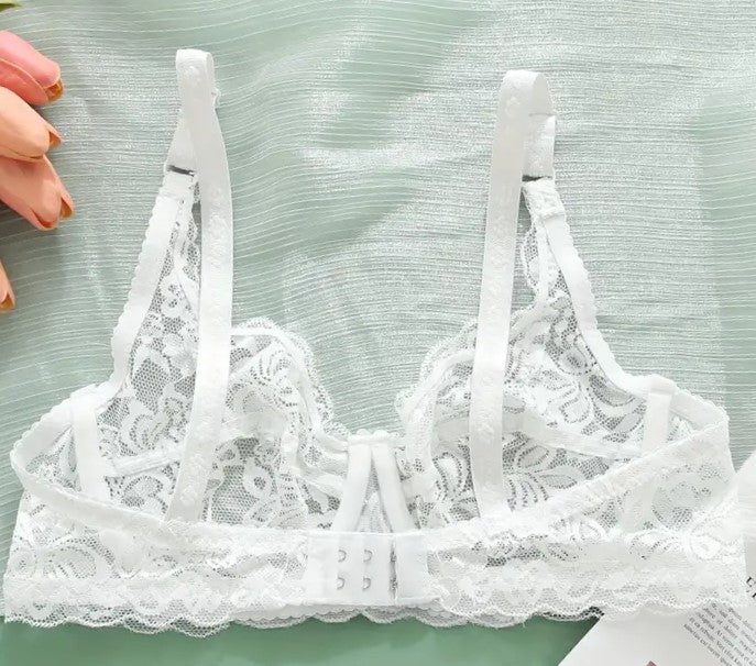 Balldiri Spitzen-BH mit Bügel, Baumwolle, ohne Polsterung, einfarbig weiß - Balldiri & Windhound