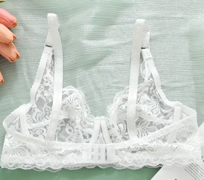 Balldiri Spitzen-BH mit Bügel, Baumwolle, ohne Polsterung, einfarbig weiß - Balldiri & Windhound