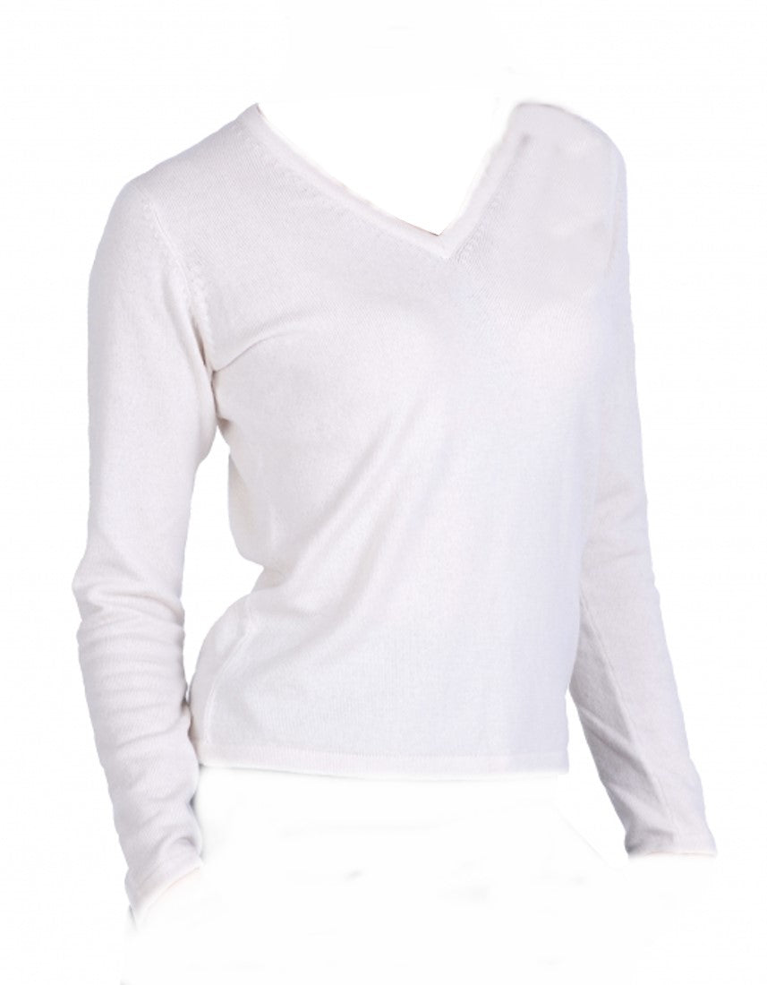 Balldiri Premium Kaschmir Damen Langarm Pullover V-Ausschnitt 2-fädig Teil1/2