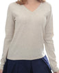Balldiri 100% Kaschmir Pullover Damen V-Ausschnitt 2-fädig ecru M - Balldiri & Windhound