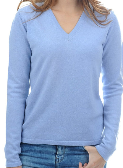 Balldiri Premium Kaschmir Damen Langarm Pullover V-Ausschnitt 2-fädig Teil1/2