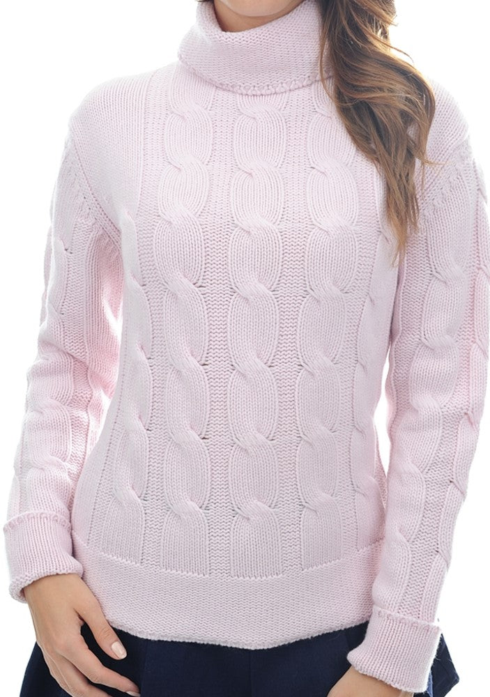 Balldiri Premium Kaschmir Damen Pullover Langarm Rollkragen Zopfmuster 12-fädig