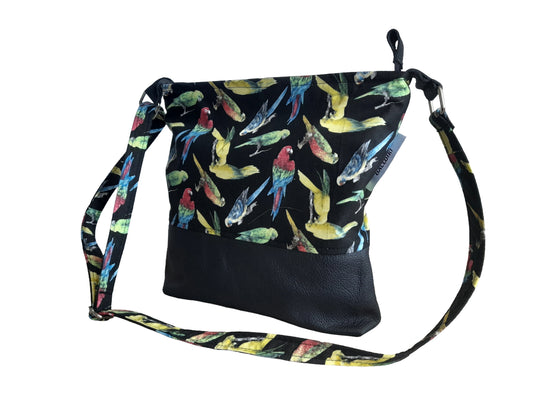 Balldiri Umhängetasche mit Leder, Crossbody Bag, Papagei
