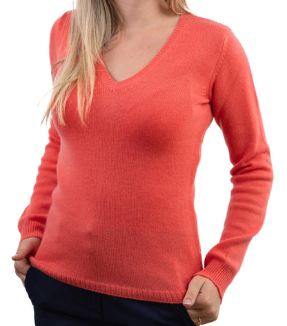 Balldiri Premium Kaschmir Damen langarm Pullover V-Ausschnitt 4-fädig