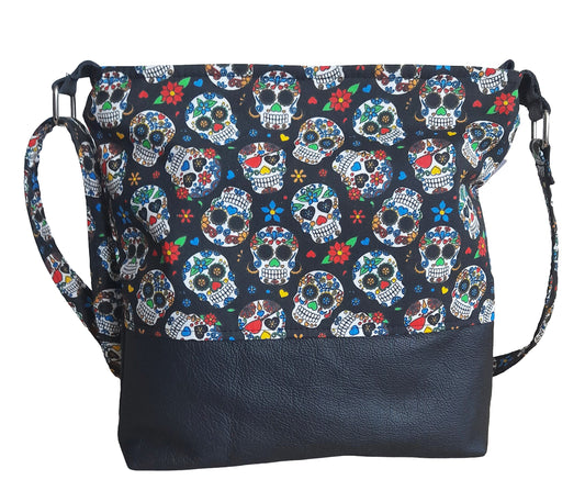 Balldiri Umhängetasche mit Leder, Crossbody Bag, Totenkopf