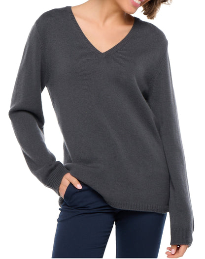 Balldiri Premium Kaschmir Damen langarm Pullover V-Ausschnitt 4-fädig