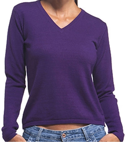 Balldiri 100% Kaschmir Pullover Damen V-Ausschnitt 2-fädig violett M - Balldiri & Windhound