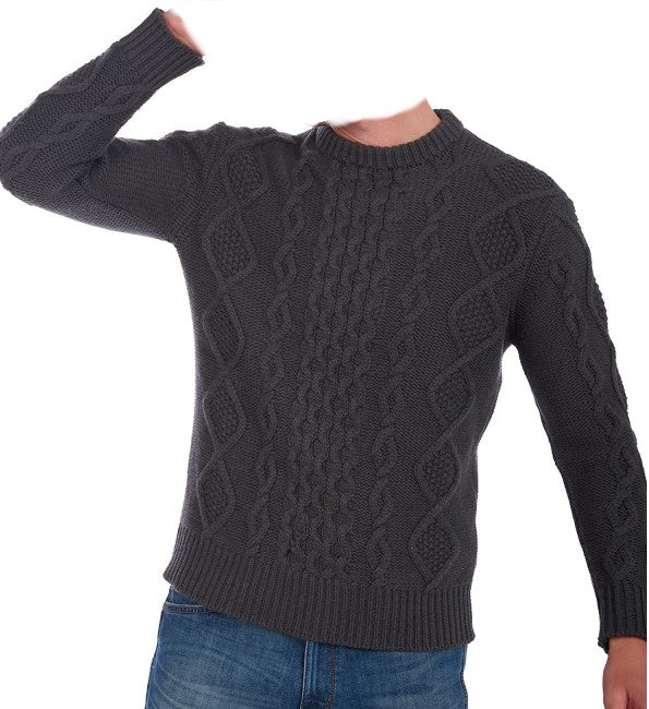 Balldiri Premium Kaschmir Herren Langarm Pullover rundhals mit Zopfmust 12-fädig