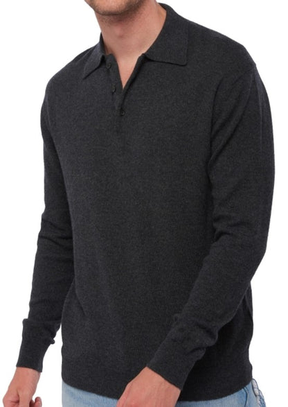 Balldiri 100% Kaschmir Herren Langarm Polo mit Kragen 2-fädig - Balldiri & Windhound