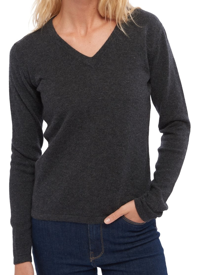 Balldiri 100% Kaschmir Damen V-Pullover 2-fädig