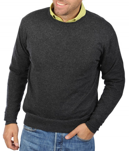Balldiri 100% Kaschmir Herren Pullover Rundhals 2-fädig
