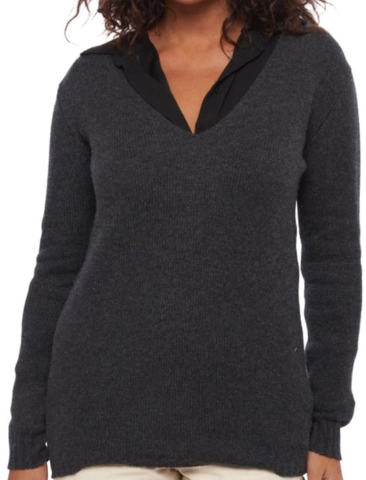 Balldiri Premium Kaschmir Damen Langarm Pullover V-Ausschnitt 6-fädig