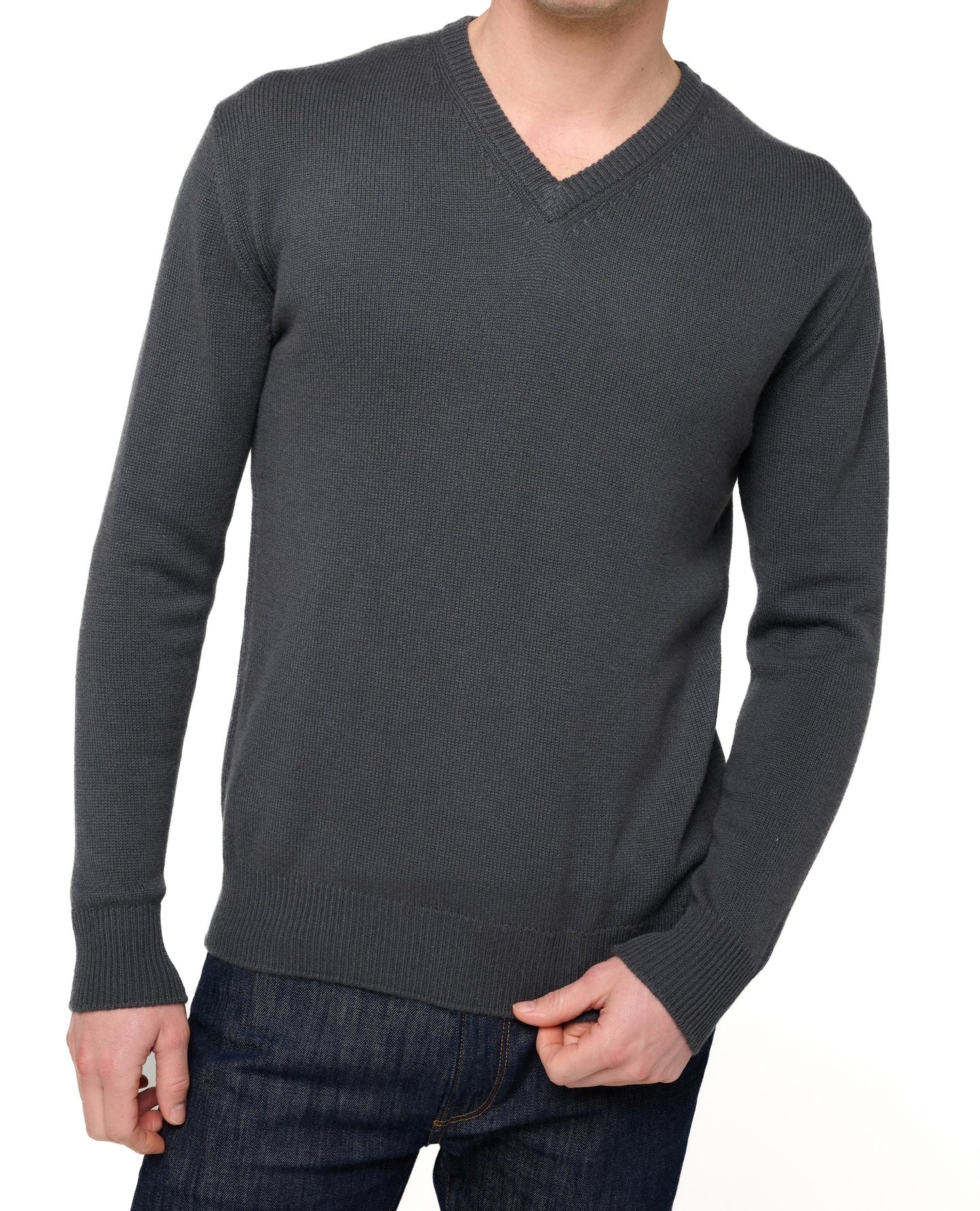 Balldiri 100% Kaschmir Herren V-Pullover 4-fädig