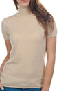 Balldiri 100% Kaschmir Damen T-Shirt Rollkragen 2-fädig beige S - Balldiri & Windhound