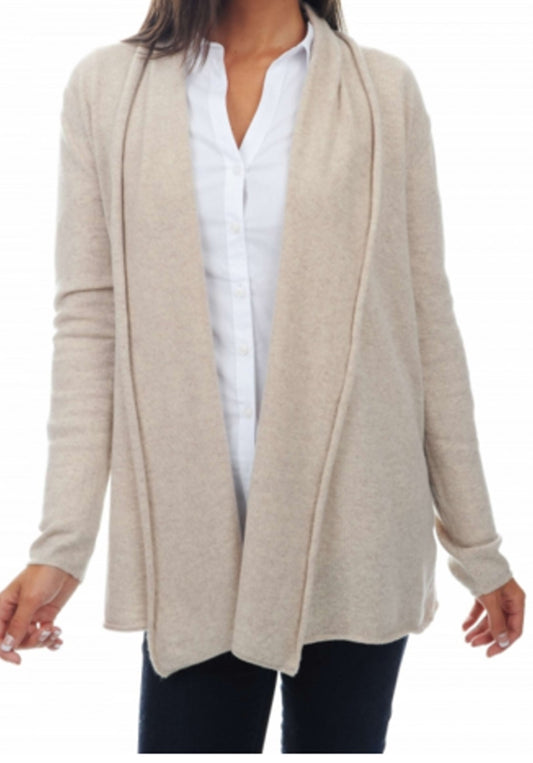 Balldiri 100% Kaschmir Jacke Strickjacke Longstrickjacke Damen 2-fädig beige S - Balldiri & Windhound