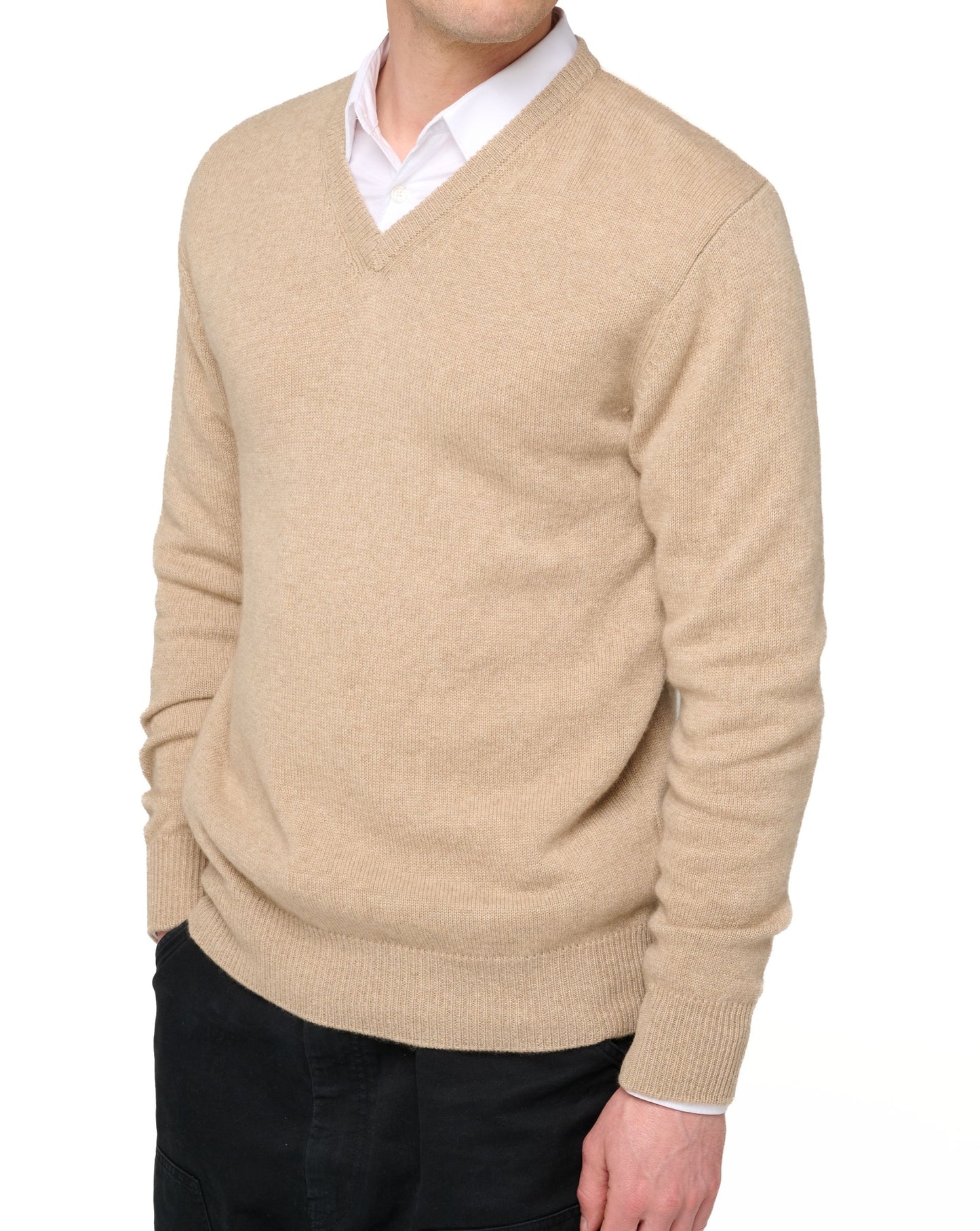 Balldiri 100% Kaschmir Herren V-Pullover 4-fädig