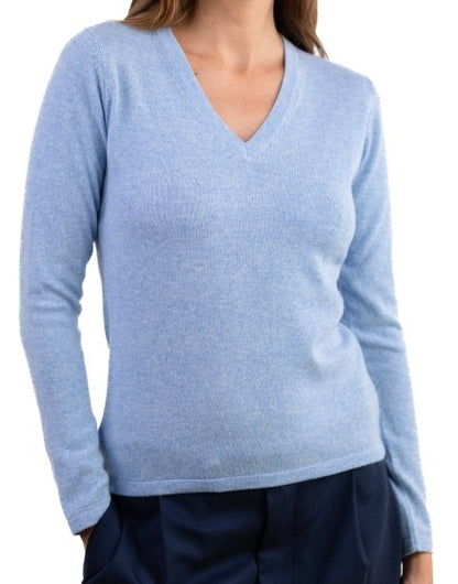 Balldiri Premium Kaschmir Damen Langarm Pullover V-Ausschnitt 2-fädig Teil1/2