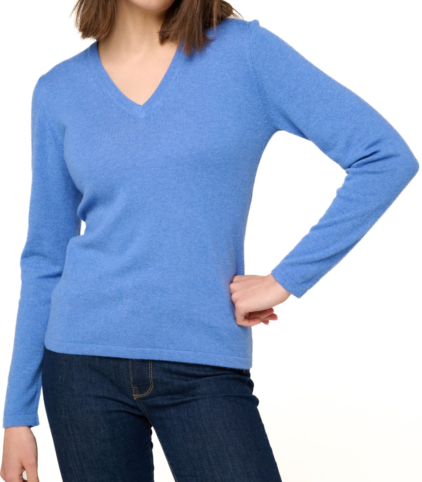 Balldiri 100% Kaschmir Damen V-Pullover 2-fädig