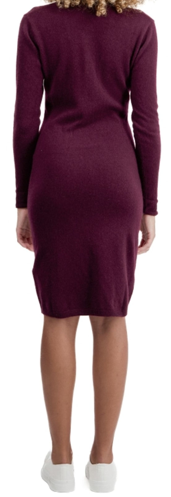 Balldiri Premium Kaschmir Damen Langarm V-Kleid 2-fädig