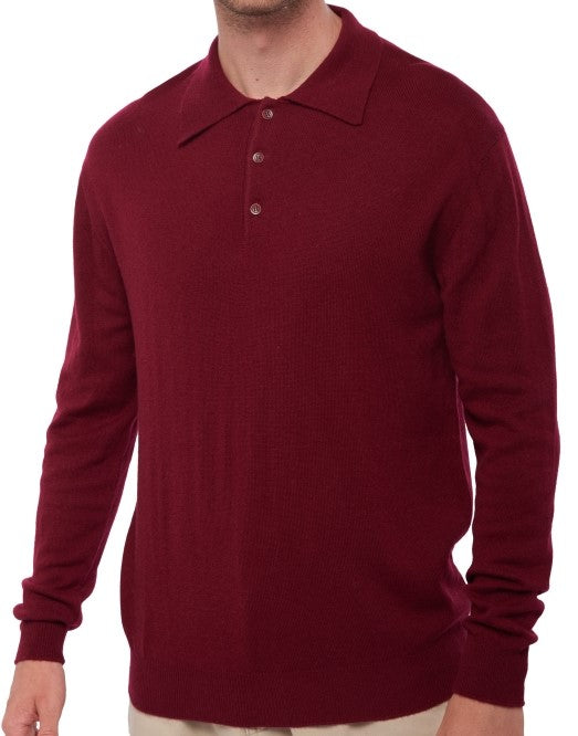 Balldiri 100% Kaschmir Herren Langarm Polo mit Kragen 2-fädig - Balldiri & Windhound