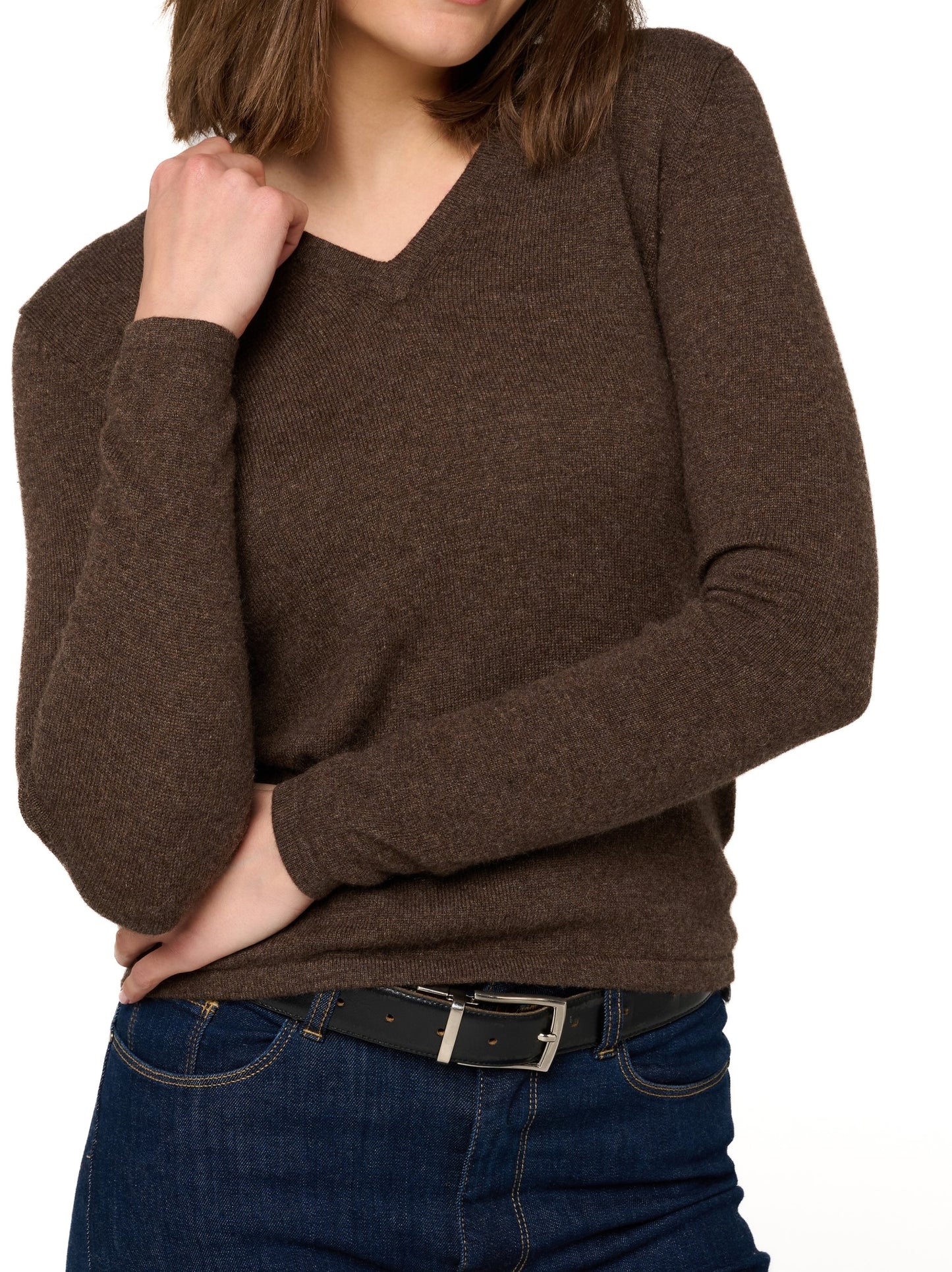 Balldiri 100% Kaschmir Damen V-Pullover 2-fädig