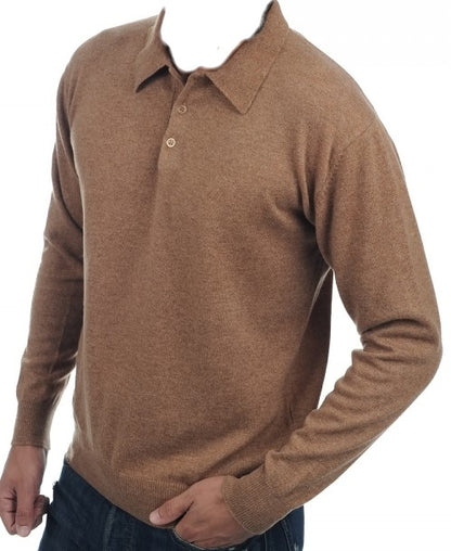 Balldiri 100% Kaschmir Herren Langarm Polo mit Kragen 2-fädig - Balldiri & Windhound