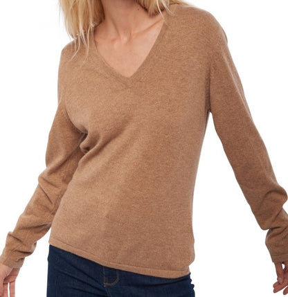 Balldiri 100% Kaschmir Damen V-Pullover 2-fädig