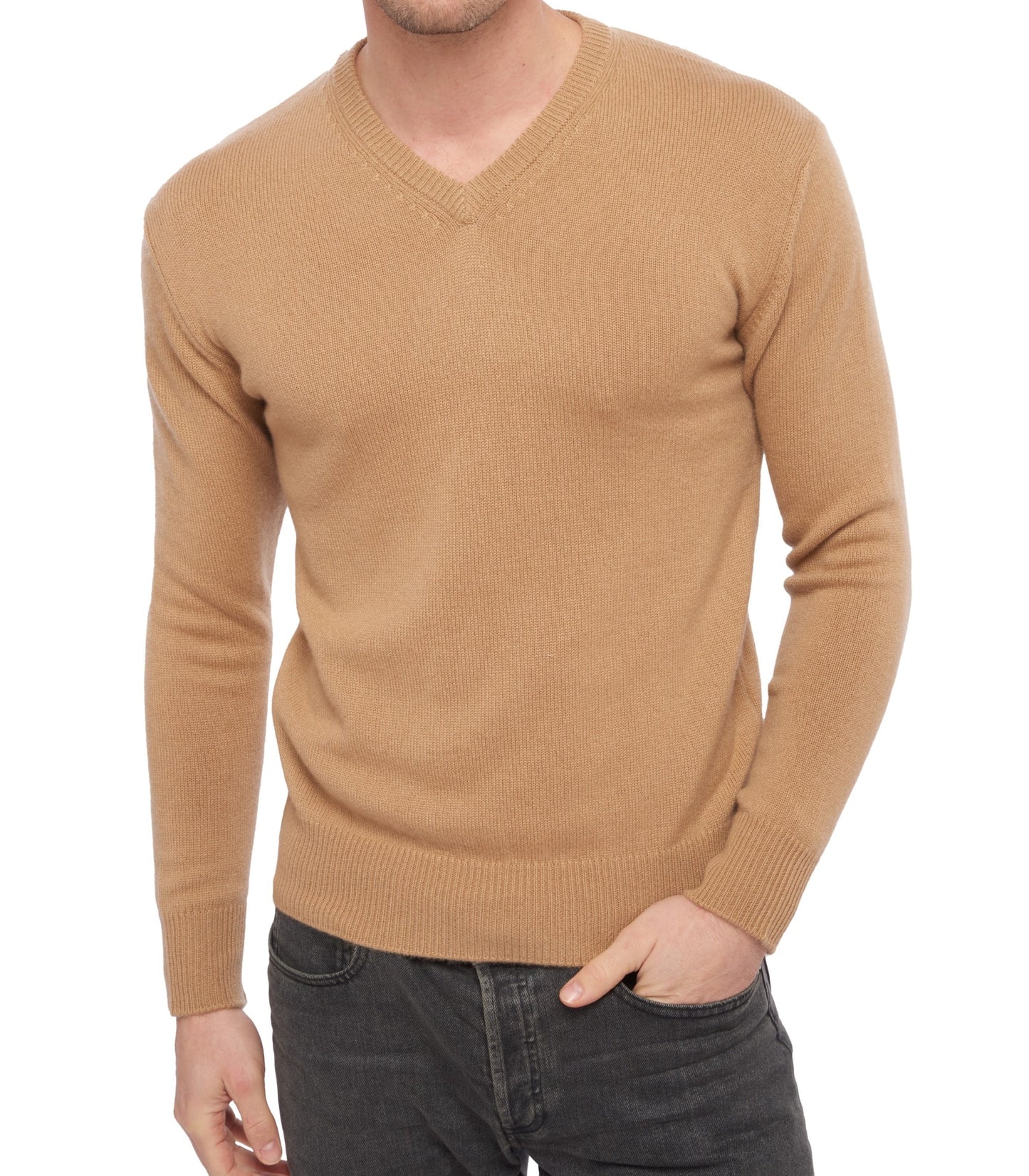 Balldiri 100% Kaschmir Herren V-Pullover 4-fädig