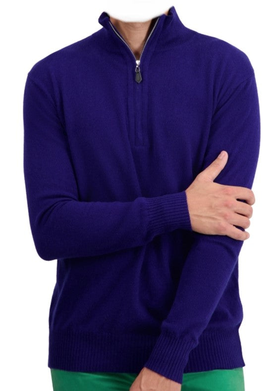 Balldiri Premium Kaschmir Herren Langarm Pullover Troyer 2-fädig