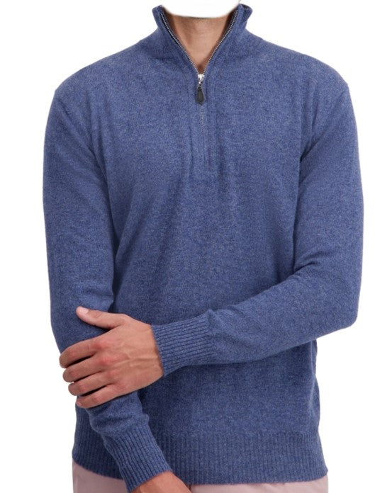 Balldiri Premium Kaschmir Herren Langarm Pullover Troyer 2-fädig