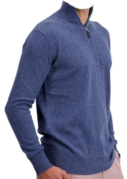 Balldiri Premium Kaschmir Herren Langarm Pullover Troyer 2-fädig