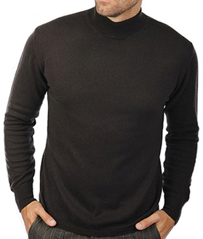Balldiri 100% Kaschmir Herren Pullover Stehkragen 2-fädig braun L