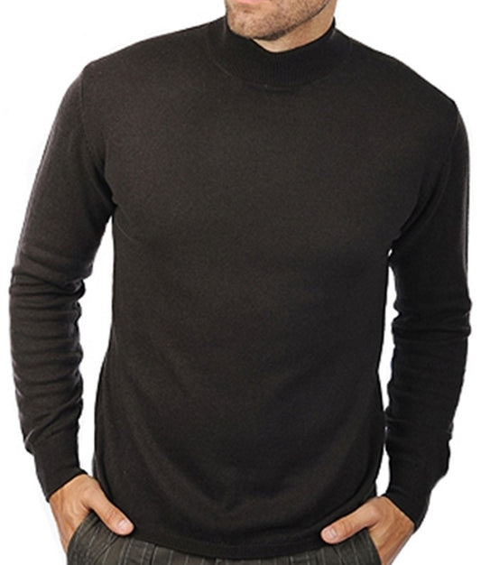 Balldiri 100% Kaschmir Herren Pullover Stehkragen 2-fädig braun L
