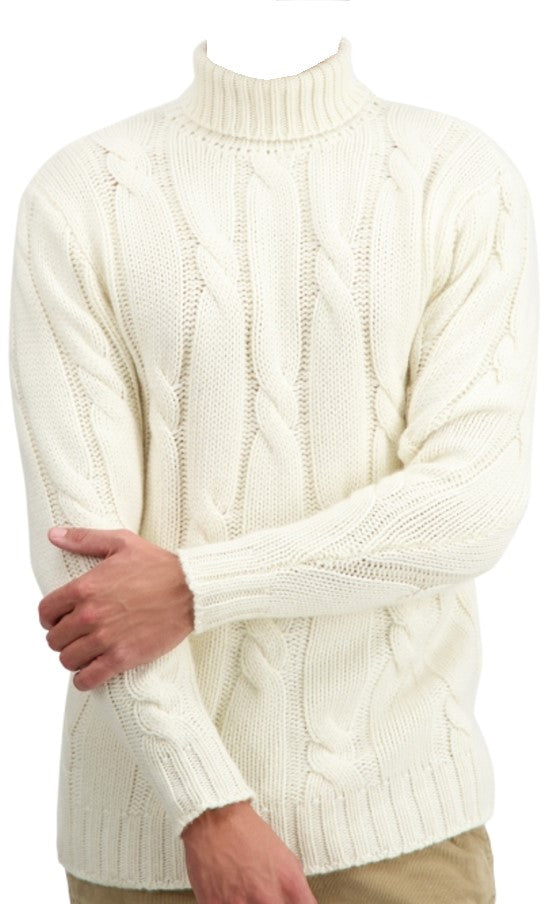 Balldiri Premium Kaschmir Herren Pullover Rollkragen mit Zopfmuster 10 fädig