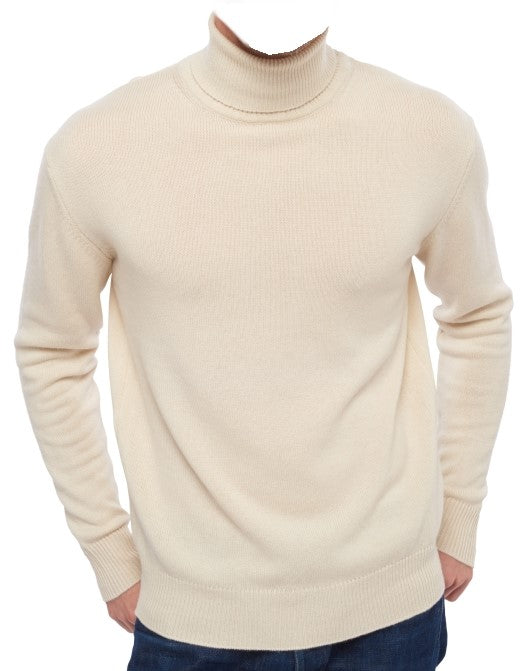 Balldiri 100% Kaschmir Pullover Herren 3XL Rollkragen 4-fädig ecru - Balldiri & Windhound