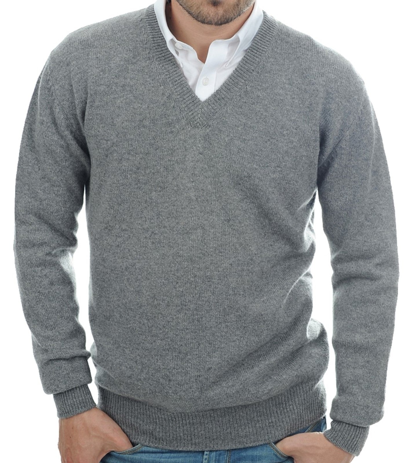 Balldiri 100% Kaschmir Herren V-Pullover 4-fädig