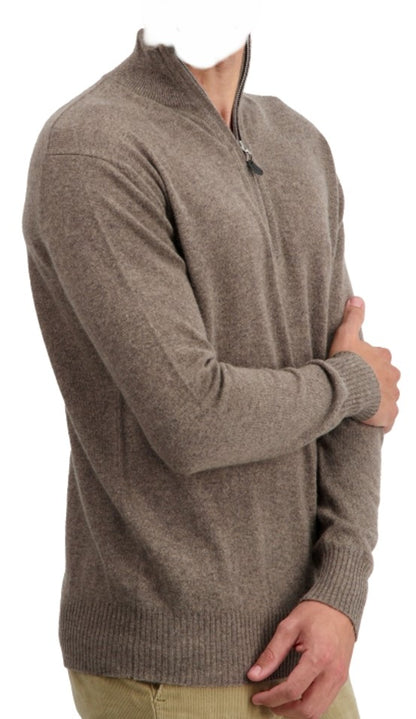 Balldiri Premium Kaschmir Herren Langarm Pullover Troyer 2-fädig