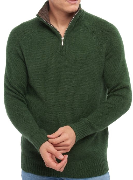 Balldiri Premium Kaschmir Herren Pullover Troyer Kontrastkragen 8-fädig