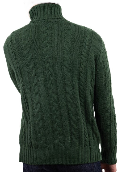 Balldiri 100% Kaschmir Herren Rollkragenpullover Zopfmuster 10-fädig