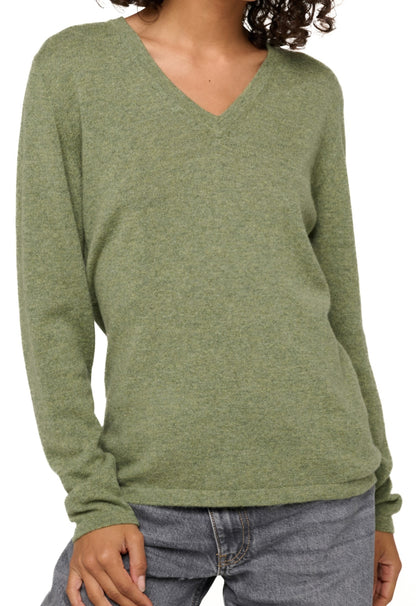 Balldiri 100% Kaschmir Damen V-Pullover 2-fädig