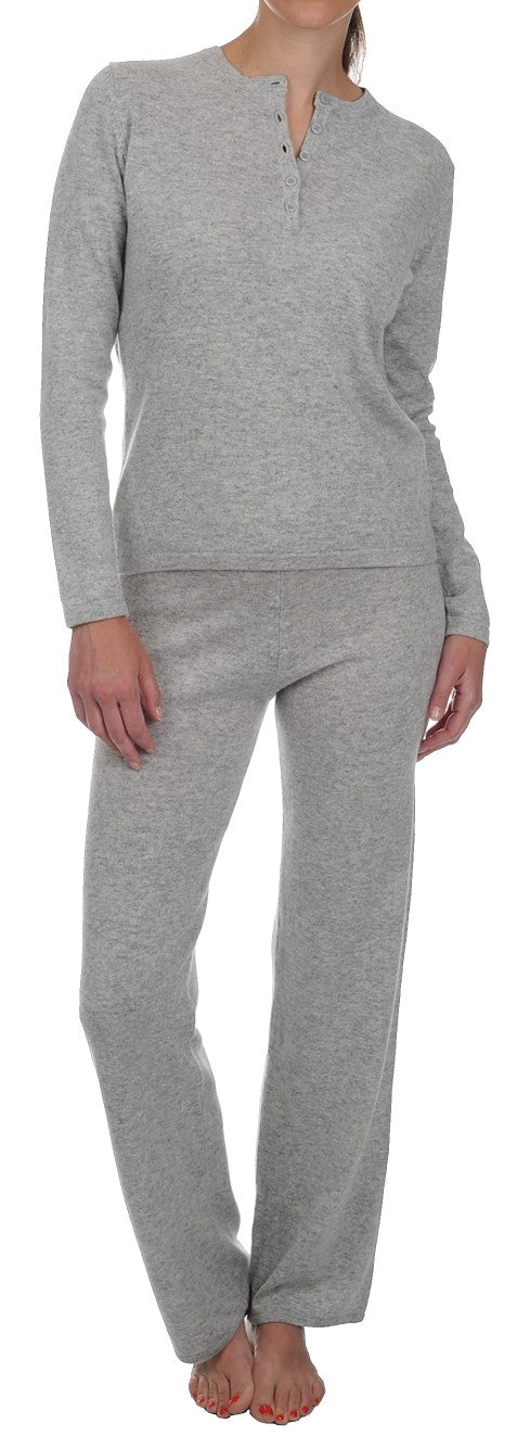 Balldiri 100% Kaschmir Hausanzug Praxis Bekleidung Yoga Damen 2-fädig hellgrau L - Balldiri & Windhound