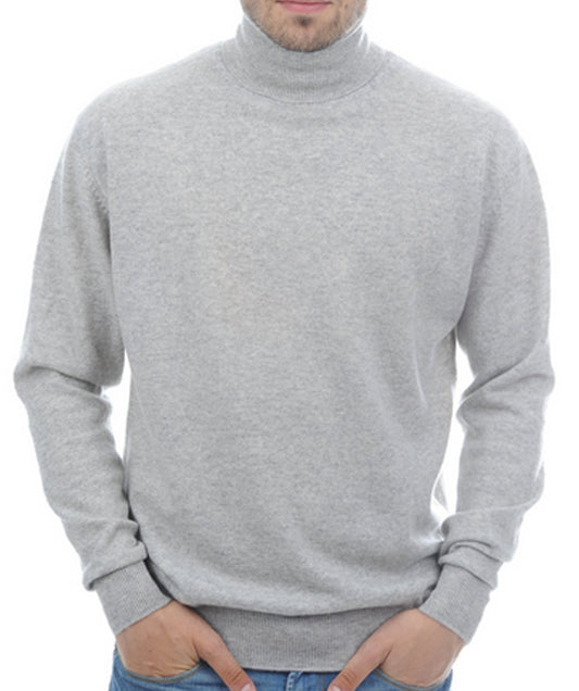 Balldiri 100% Kaschmir Herren Rollkragen Pullover 2-fädig hellgrau M