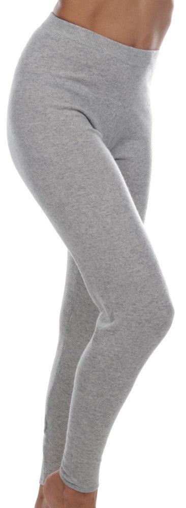 Balldiri 100% Kaschmir Leggins Yoga Damen 2-fädig hellgrau L - Balldiri & Windhound