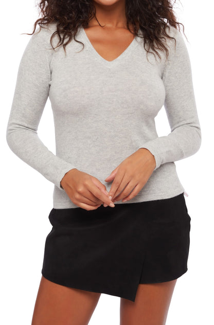 Balldiri 100% Kaschmir Damen V-Pullover 2-fädig