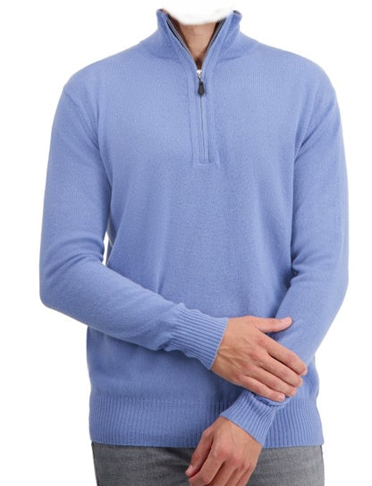 Balldiri Premium Kaschmir Herren Langarm Pullover Troyer 2-fädig